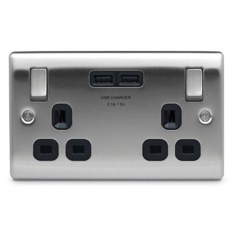 metal outlet box nexus mc524-01|BG Electrical Metalclad MC524 2 Gang 13A Unswitched Socket .